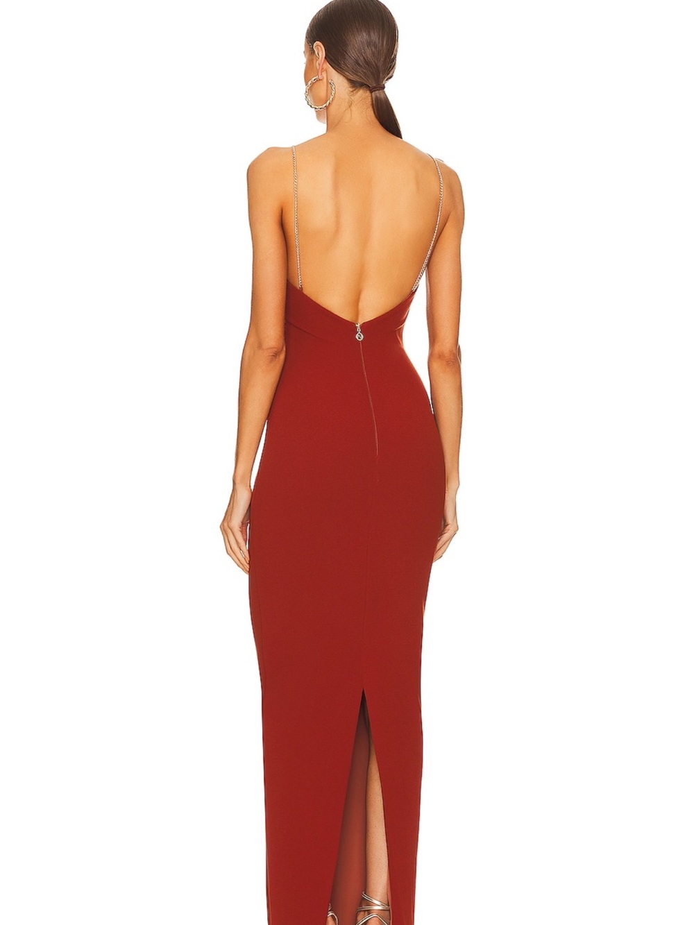 Nookie Crimson Backless Gown with Chain Straps
